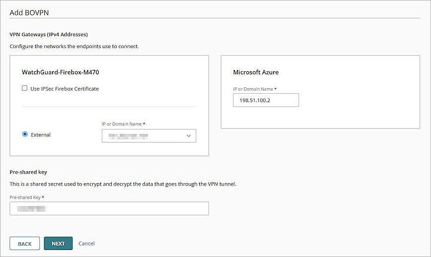 Screenshot of configure network endpoints.